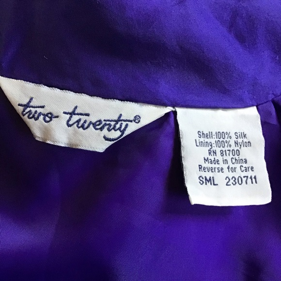 FINAL SALE Vintage 90s 100% Silk Purple Track Jacket with Gold Studs, (S) - Picture 4 of 4